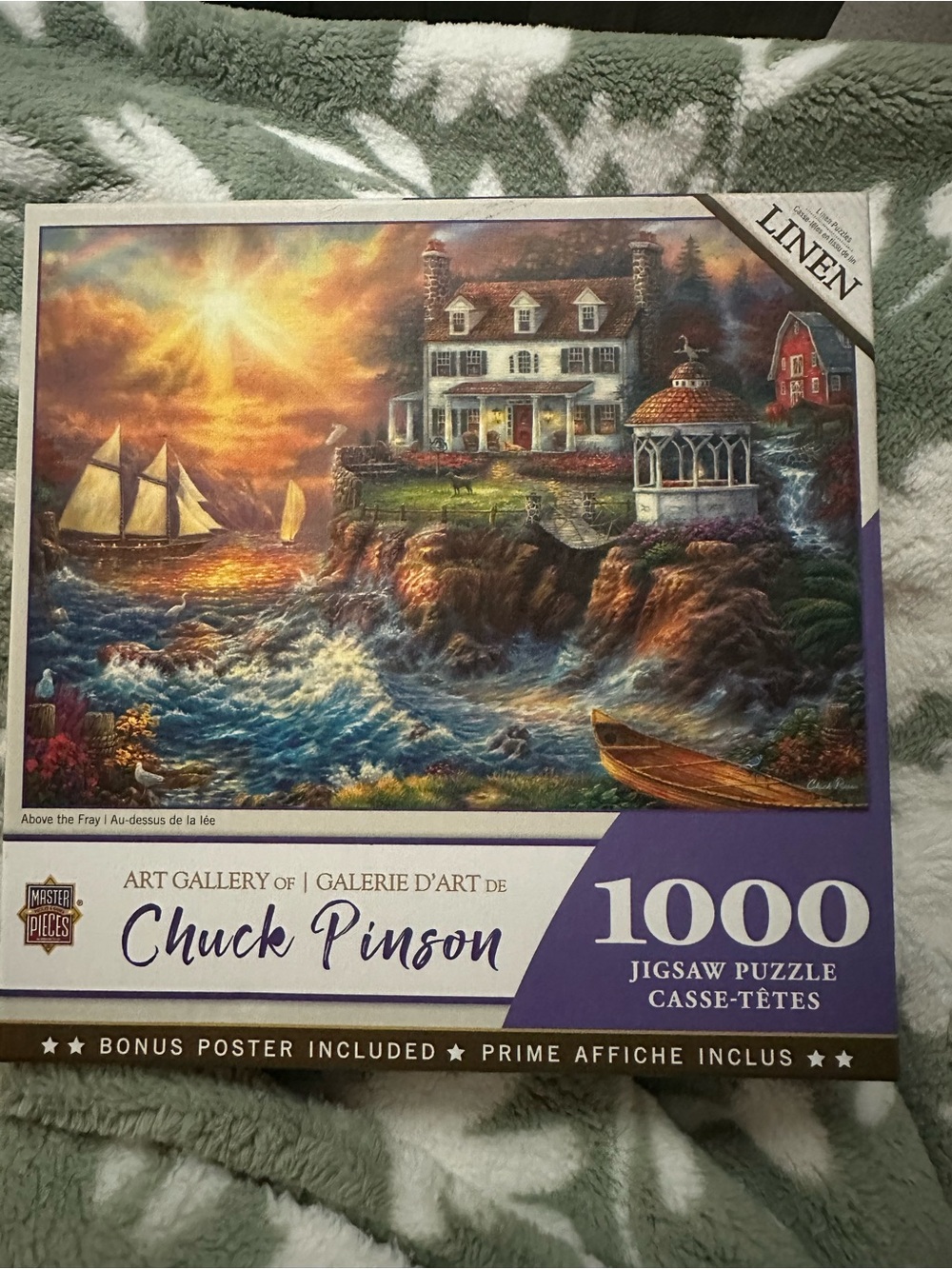 1000-Piece Linen Jigsaw Puzzle - Coastal Sunset (Multicolor)